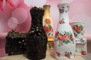 Декупаж бутылок яичной скорлупой